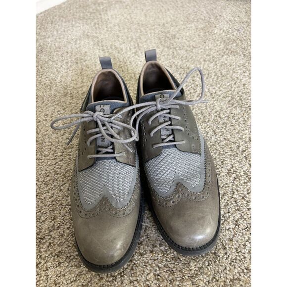 Cole Haan Zerogrand Wingtip Oxford Dress Shoes Ivory Barley Mens Size 9 - Picture 3 of 11
